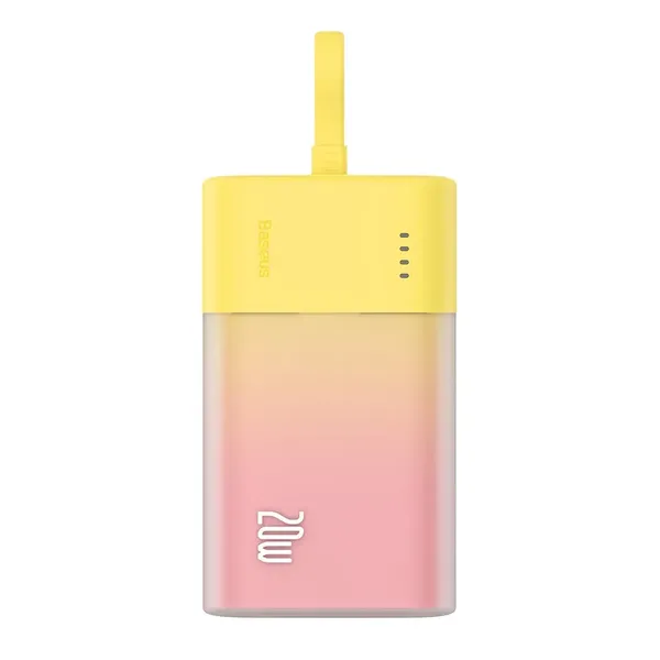 Powerbank Baseus Popsicle 5200mAh 20W z wbudowanym kablem Lightning (+ biały kabel Baseus Simple USB-C - USB-C 60W/20V/3A/30cm) 