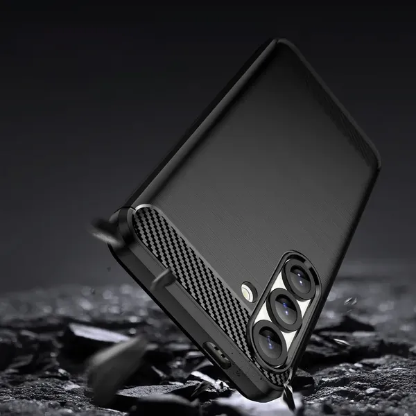 Etui silikonowe Carbon Case na Samsung Galaxy S25 Edge - czarne
