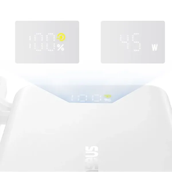 Powerbank Baseus PicoGo 10000mAh 45W z wbudowanym kablem i wyświetlaczem - biały