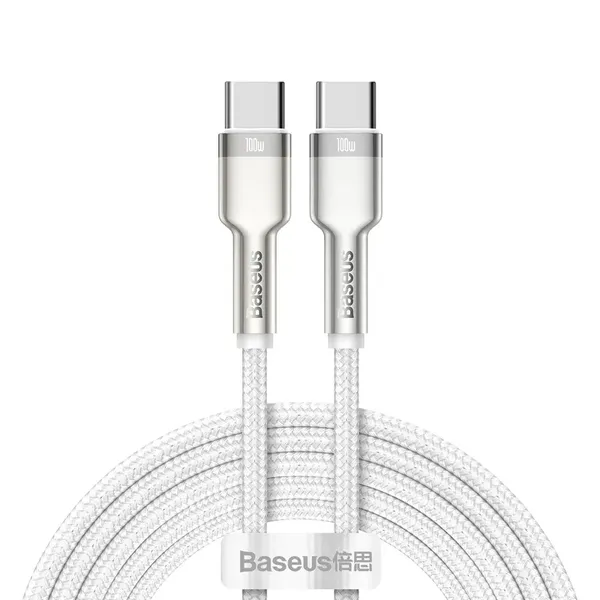 Kabel Baseus Cafule Metal 100W USB-C - USB-C 2m - biały