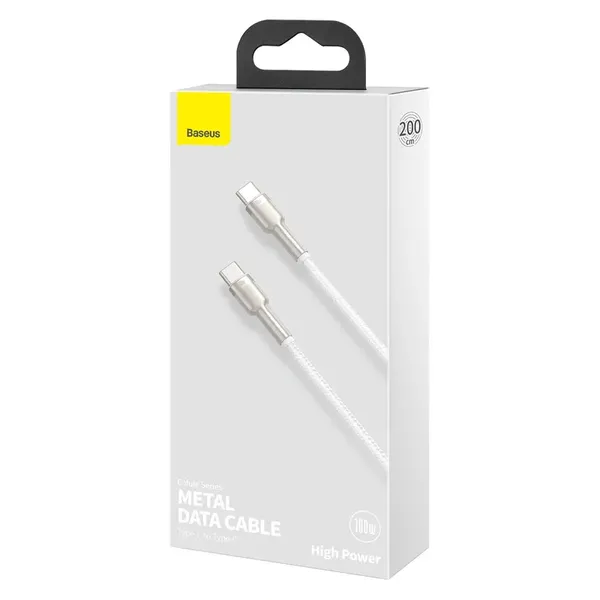 Kabel Baseus Cafule Metal 100W USB-C - USB-C 2m - biały