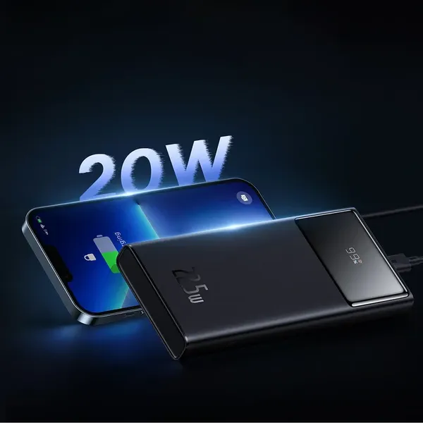 Powerbank Baseus Star-Lord 10000mAh 22,5W z wyświetlaczem cyfrowym i kablem USB-C 3A 30cm - czarny