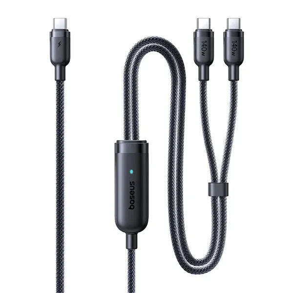 Kabel Baseus Flash 4 140W 2w1 USB-C do USB-C + USB-C 1.5 m - czarny