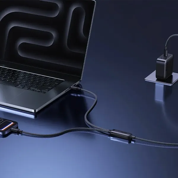 Kabel Baseus Flash 4 140W 2w1 USB-C do USB-C + USB-C 1.5 m - czarny