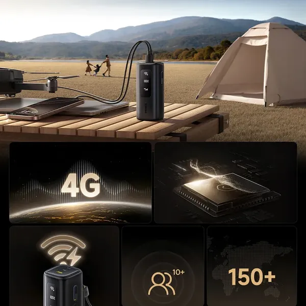 Powerbank Baseus EnerGeek GX11 MiFi 20000mAh 67W z funkcją Wi-Fi - czarny