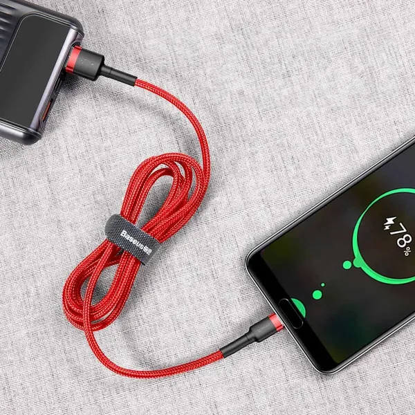 Kabel Baseus Cafule USB-A / USB-C QC 3.0 3A 1 m - czerwony