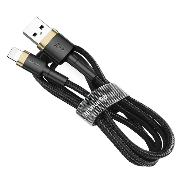 Baseus Cafule Cable wytrzymały nylonowy kabel przewód USB / Lightning QC3.0 2A 3M czarno-złoty (CALKLF-RV1)
