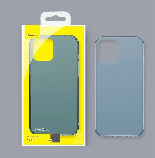 Baseus Frosted Glass Case Sztywne etui z elastyczną ramką iPhone 12 Pro Max Ciemnozielony (WIAPIPH67N-WS06)