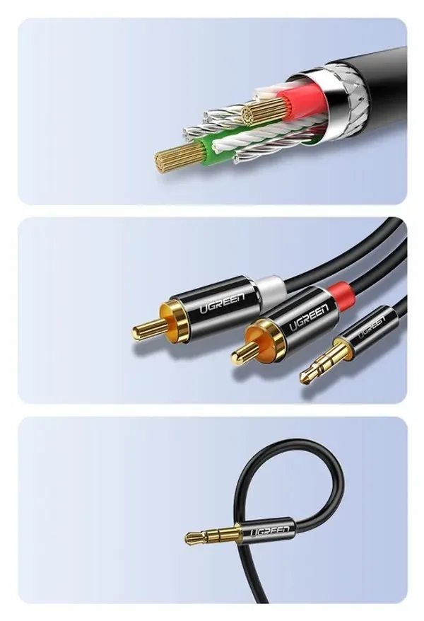 Ugreen kabel przewód audio 3,5 mm mini jack - 2RCA 2 m czarny (AV116 10584)