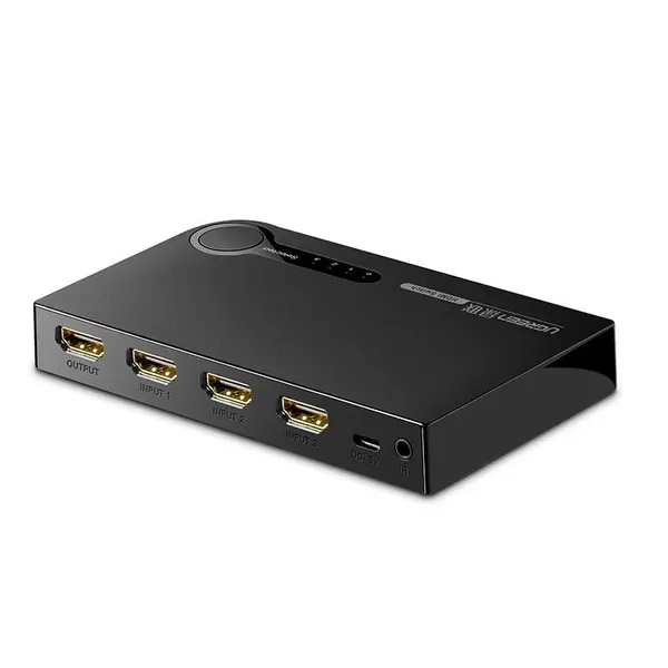 Ugreen przełącznik rozdzielacz splitter switch HDMI - 3x HDMI 3D 4K 7,5 Gbps 36 bit na kanał czarny (40234)