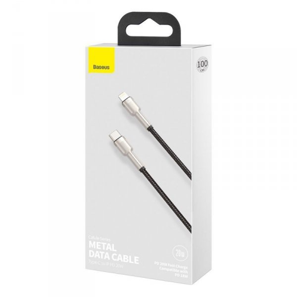 Kabel Baseus Cafule Series Metal Data USB-C / Lightning 20W PD 1 m - czarny