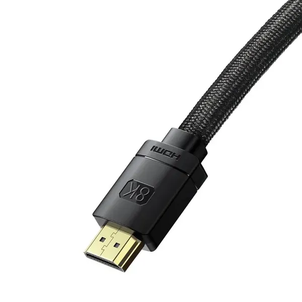 Baseus kabel HDMI 2.1 8K 60 Hz 48 Gbps / 4K 120 Hz / 2K 144 Hz 3D eARC QMS Dynamic HDR VRR ALLM 3 m czarny (CAKGQ-L01)