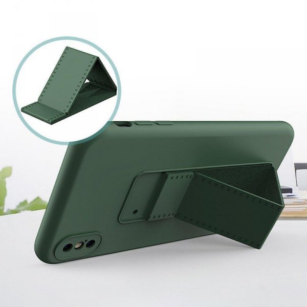 Wozinsky Kickstand Case silikonowe etui z podstawką iPhone XS Max różowe