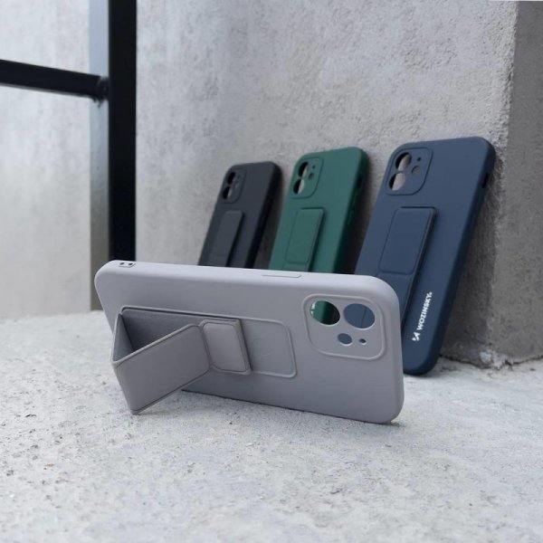 Wozinsky Kickstand Case silikonowe etui z podstawką iPhone 12 mini żółte