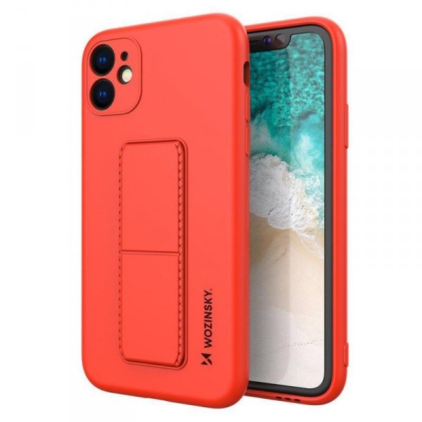 Wozinsky Kickstand Case silikonowe etui z podstawką iPhone 12 czerwone