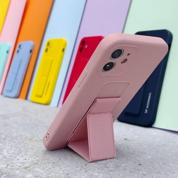 Wozinsky Kickstand Case silikonowe etui z podstawką iPhone 12 różowe