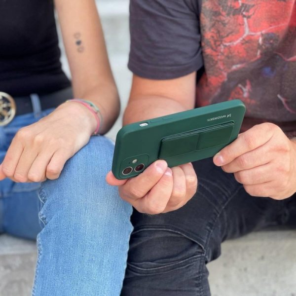 Wozinsky Kickstand Case silikonowe etui z podstawką iPhone 12 Pro Max granatowe
