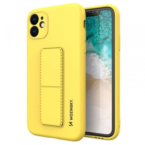 Wozinsky Kickstand Case silikonowe etui z podstawką iPhone 12 Pro Max żółte