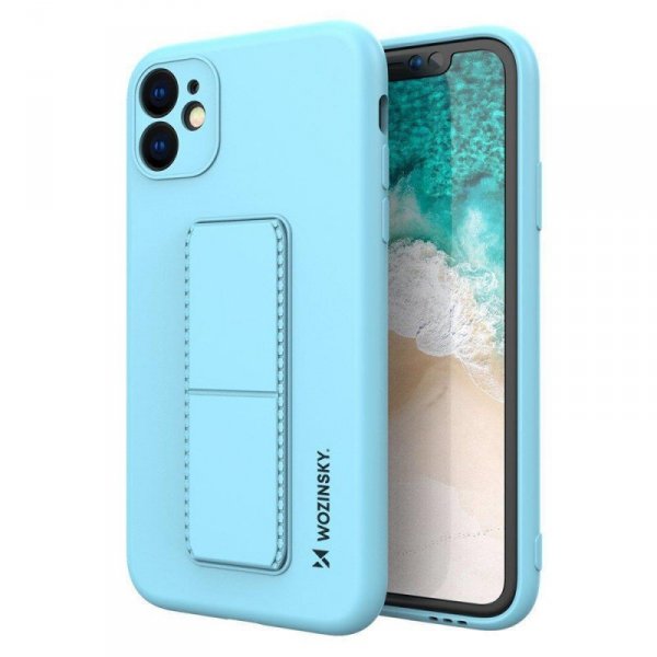 Wozinsky Kickstand Case silikonowe etui z podstawką etui Xiaomi Redmi 10X 4G / Xiaomi Redmi Note 9 jasnoniebieskie