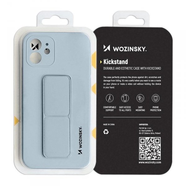 Wozinsky Kickstand Case silikonowe etui z podstawką etui Xiaomi Redmi 10X 4G / Xiaomi Redmi Note 9 jasnoniebieskie