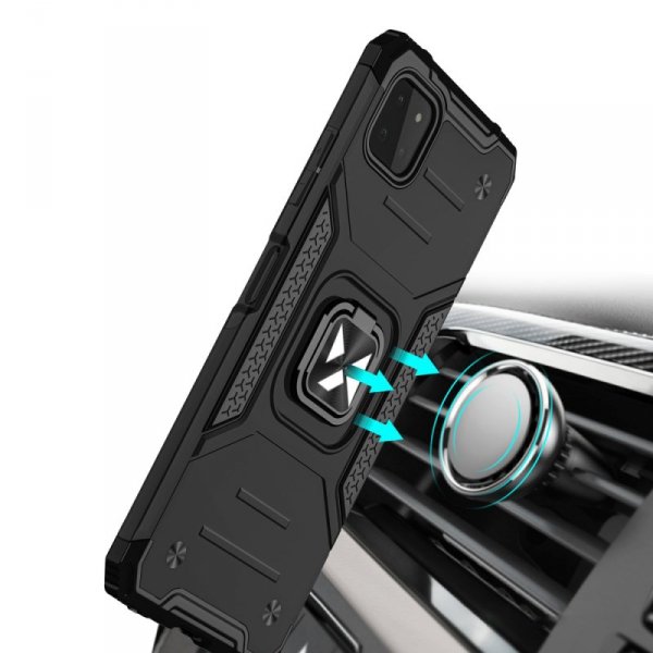 Wozinsky Ring Armor pancerne hybrydowe etui pokrowiec + magnetyczny uchwyt Samsung Galaxy A22 4G różowy