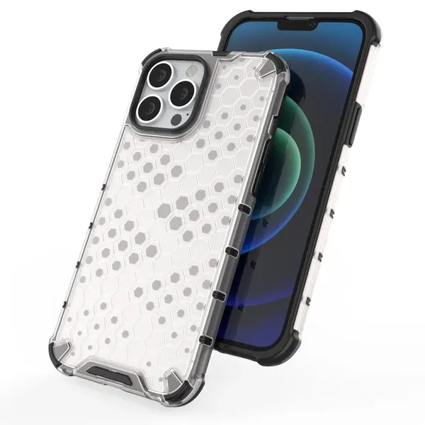 Honeycomb etui pancerny pokrowiec z żelową ramką iPhone 13 Pro Max niebieski