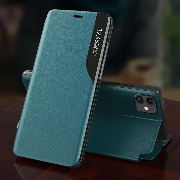 Eco Leather View Case elegancki futerał etui z klapką i funkcją podstawki iPhone 13 Pro Max czerwony