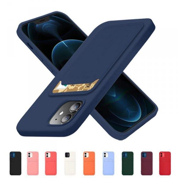 Card Case silikonowe etui portfel z kieszonką na kartę dokumenty do iPhone 12 Pro pomarańczowy