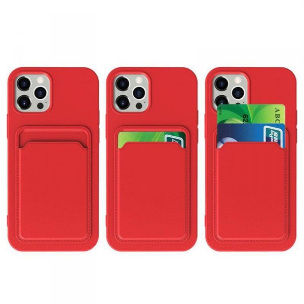 Card Case silikonowe etui portfel z kieszonką na kartę dokumenty do Samsung Galaxy A72 4G ciemnozielony