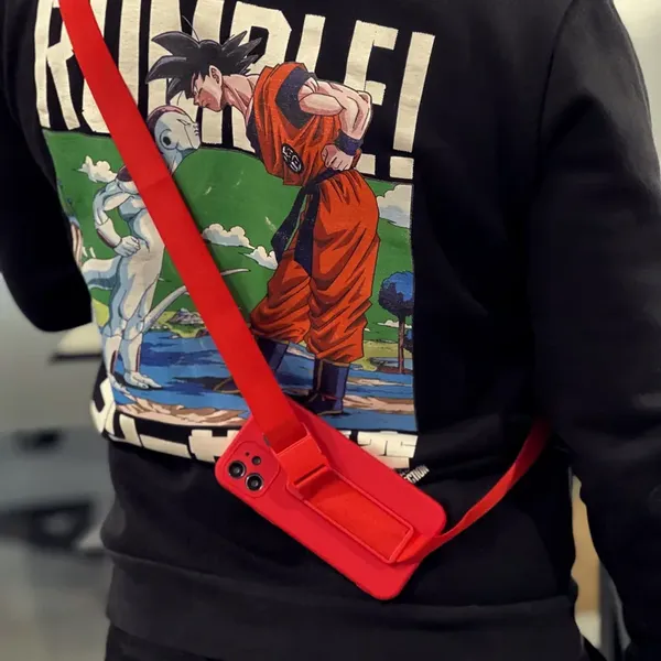 Rope case żelowe etui ze smyczą łańcuszkiem torebka smycz iPhone XR czerwony