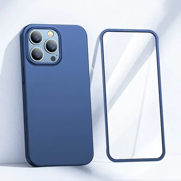 Joyroom 360 Full Case etui pokrowiec do iPhone 13 Pro obudowa na tył i przód + szkło hartowane niebieski (JR-BP935 blue)