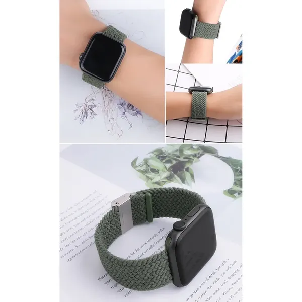 Pleciony materiałowy pasek bransoletka Strap Fabric opaska do Apple Watch 42 / 44 / 45 / 49 mm - czarno-biały