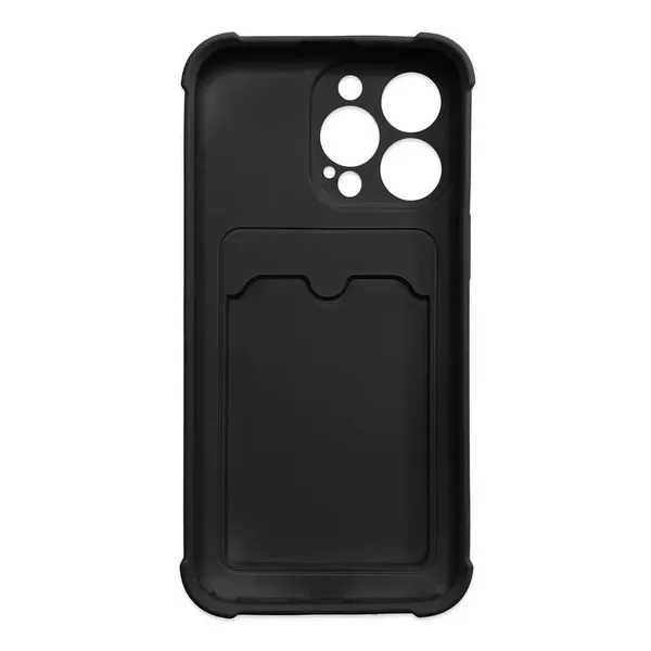 Card Armor Case etui pokrowiec do Samsung Galaxy A22 4G portfel na kartę silikonowe pancerne etui Air Bag czarny