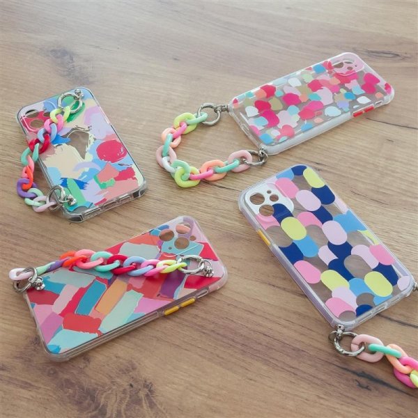 Color Chain Case żelowe elastyczne etui z łańcuchem łańcuszkiem zawieszką do iPhone 13 mini wielokolorowy (3)