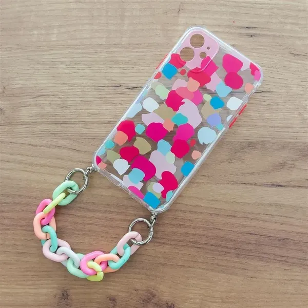 Color Chain Case żelowe elastyczne etui z łańcuchem łańcuszkiem zawieszką do iPhone 13 mini wielokolorowy (4)