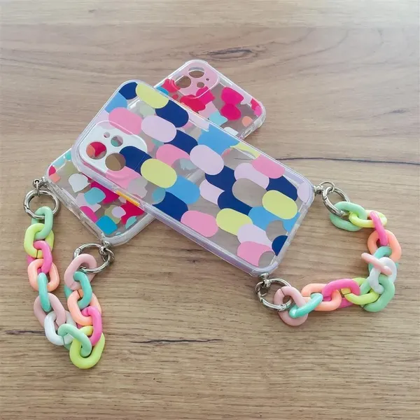 Color Chain Case żelowe elastyczne etui z łańcuchem łańcuszkiem zawieszką do iPhone 13 mini wielokolorowy (4)