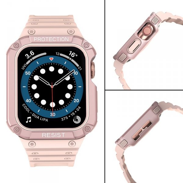 Pasek z etui ochronnym Protect Strap Band do Apple Watch 38 / 40 / 41 mm opaska obudowa pancerna - różowy