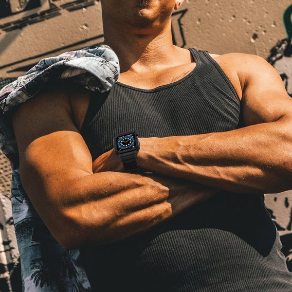 Pasek z etui ochronnym Protect Strap Band do Apple Watch 38 / 40 / 41 mm opaska obudowa pancerna - różowy