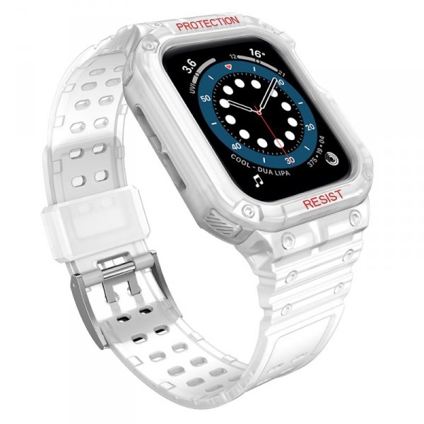 Pasek z etui ochronnym Protect Strap Band do Apple Watch 42 / 44 / 45 mm opaska obudowa pancerna - przezroczysty