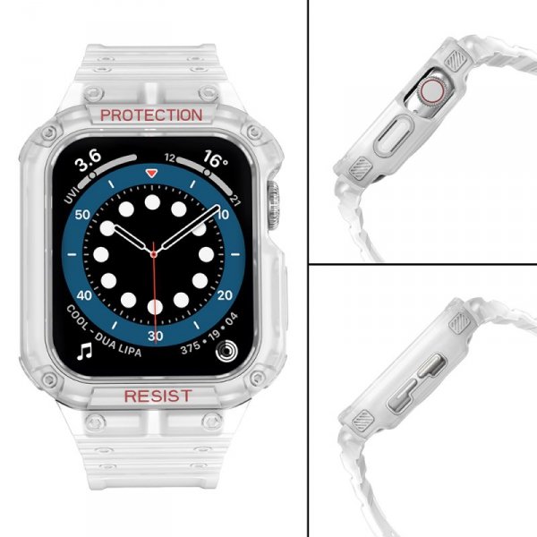 Pasek z etui ochronnym Protect Strap Band do Apple Watch 42 / 44 / 45 mm opaska obudowa pancerna - przezroczysty