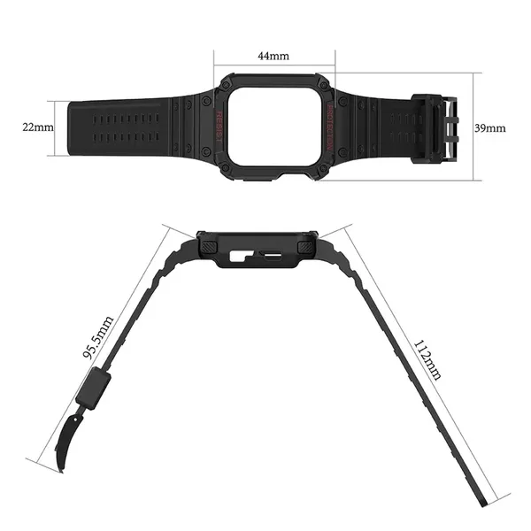Pasek z etui ochronnym Protect Strap Band do Apple Watch 42 / 44 / 45 mm opaska obudowa pancerna - przezroczysty