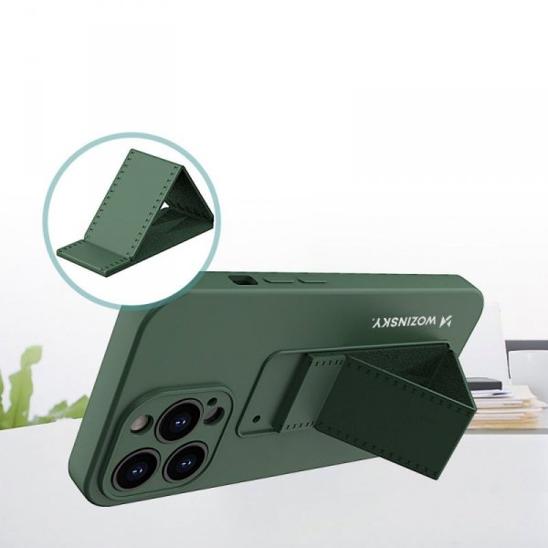 Wozinsky Kickstand Case silikonowe etui z podstawką iPhone 13 mini różowe