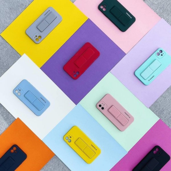 Wozinsky Kickstand Case silikonowe etui z podstawką iPhone 13 mini żółte