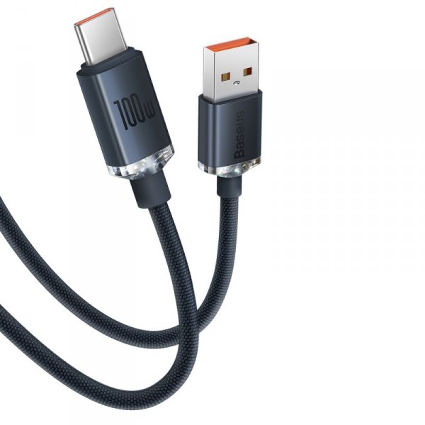 Baseus Crystal Shine Series kabel przewód USB do szybkiego ładowania i transferu danych USB Typ A - USB Typ C 100W 2m fioletowy 