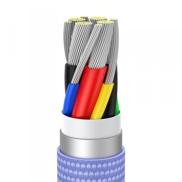 Kabel Baseus CAJY000701 USB-C - USB-C PD 100W 5A 480Mb/s 1,2m - fioletowy