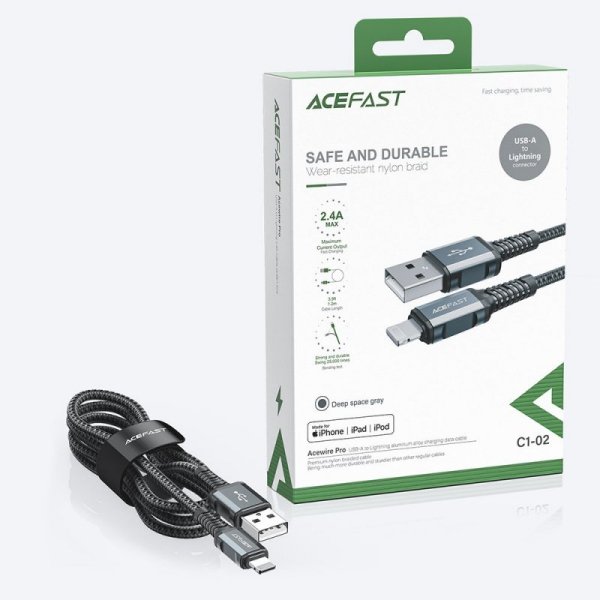 Acefast kabel MFI USB - Lightning 1,2m, 2,4A czarny (C1-02 black)