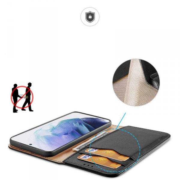 Dux Ducis Hivo skórzane etui z klapką pokrowiec ze skóry naturalnej portfel na karty i dokumenty Samsung Galaxy S22+ (S22 Plus) 