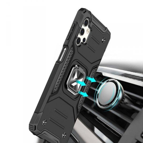 Wozinsky Ring Armor pancerne hybrydowe etui pokrowiec + magnetyczny uchwyt Samsung Galaxy A73 czarny