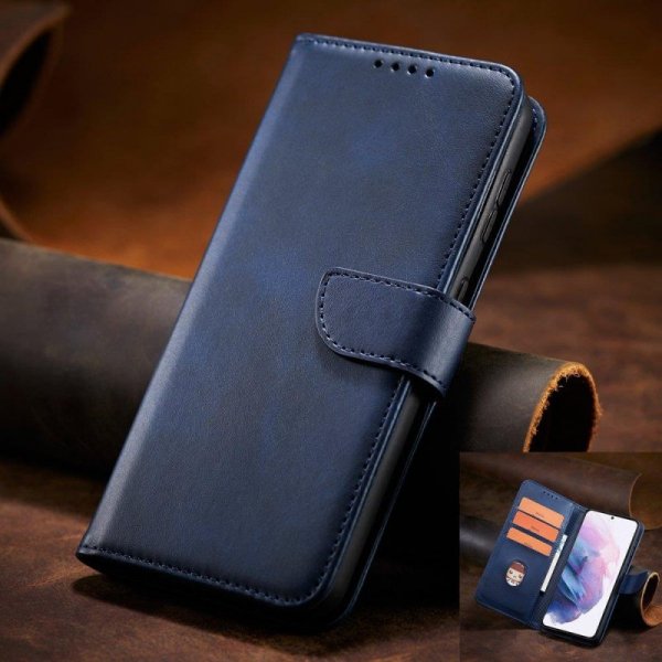 Magnet Case elegancki futerał etui pokrowiec z klapką i funkcją podstawki Samsung Galaxy S22+ (S22 Plus) niebieski