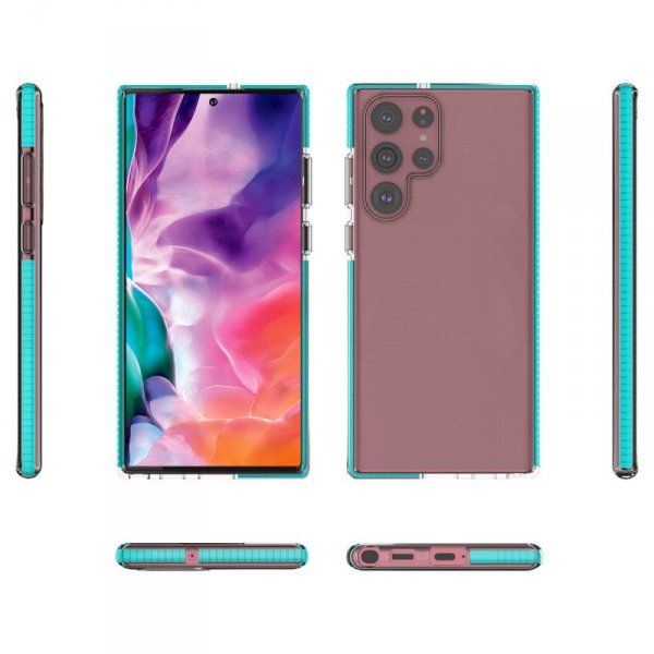 Spring Case pokrowiec żelowe etui z kolorową ramką do Samsung Galaxy S22 Ultra jasnoróżowy